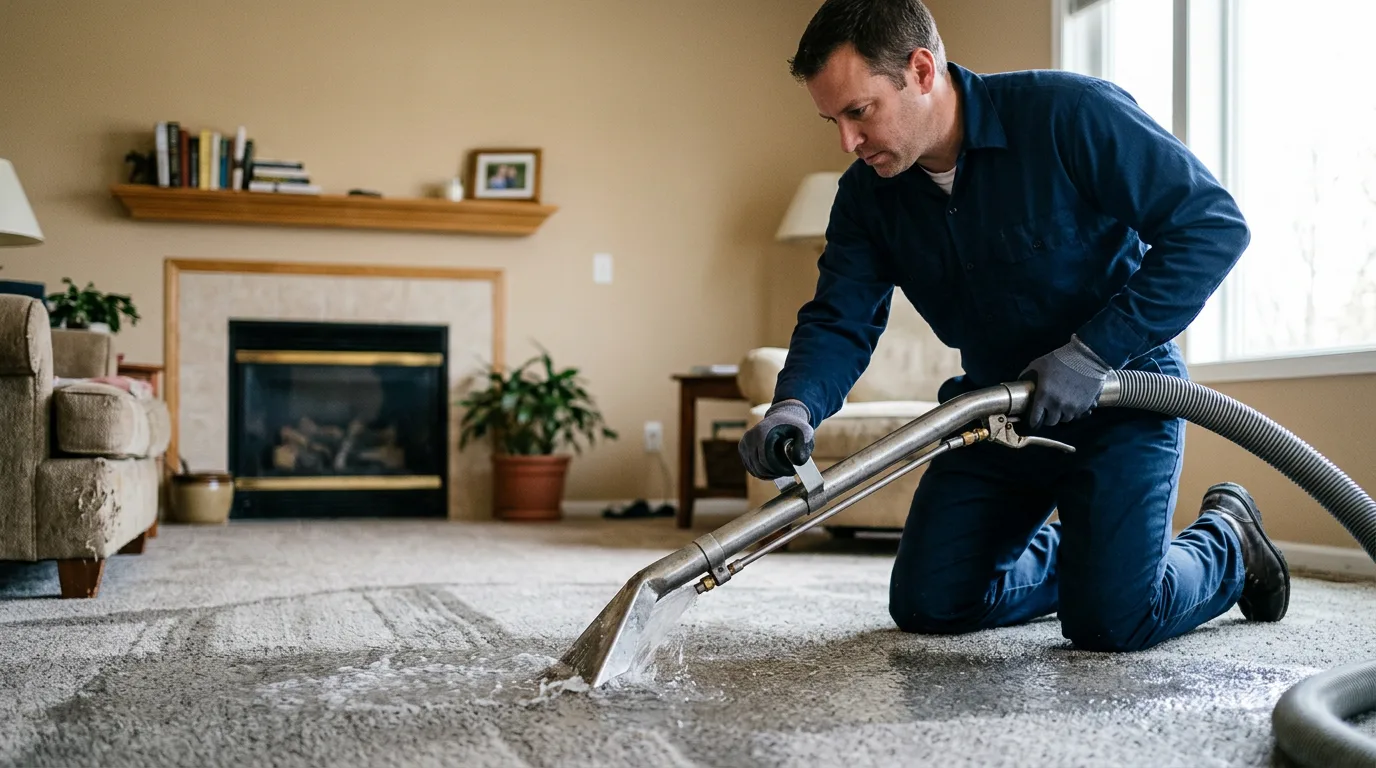 Water damage restoration technician working near Philadelphia, PA